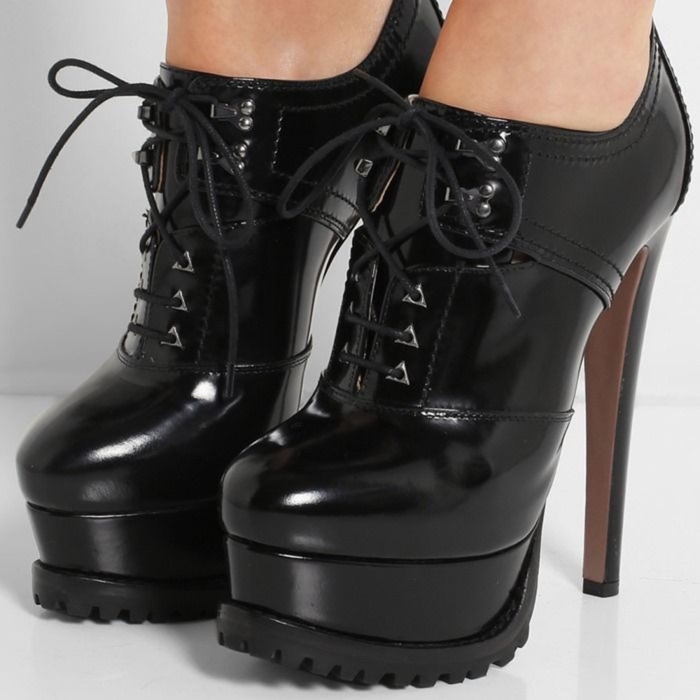 Alaia lace up platform boots